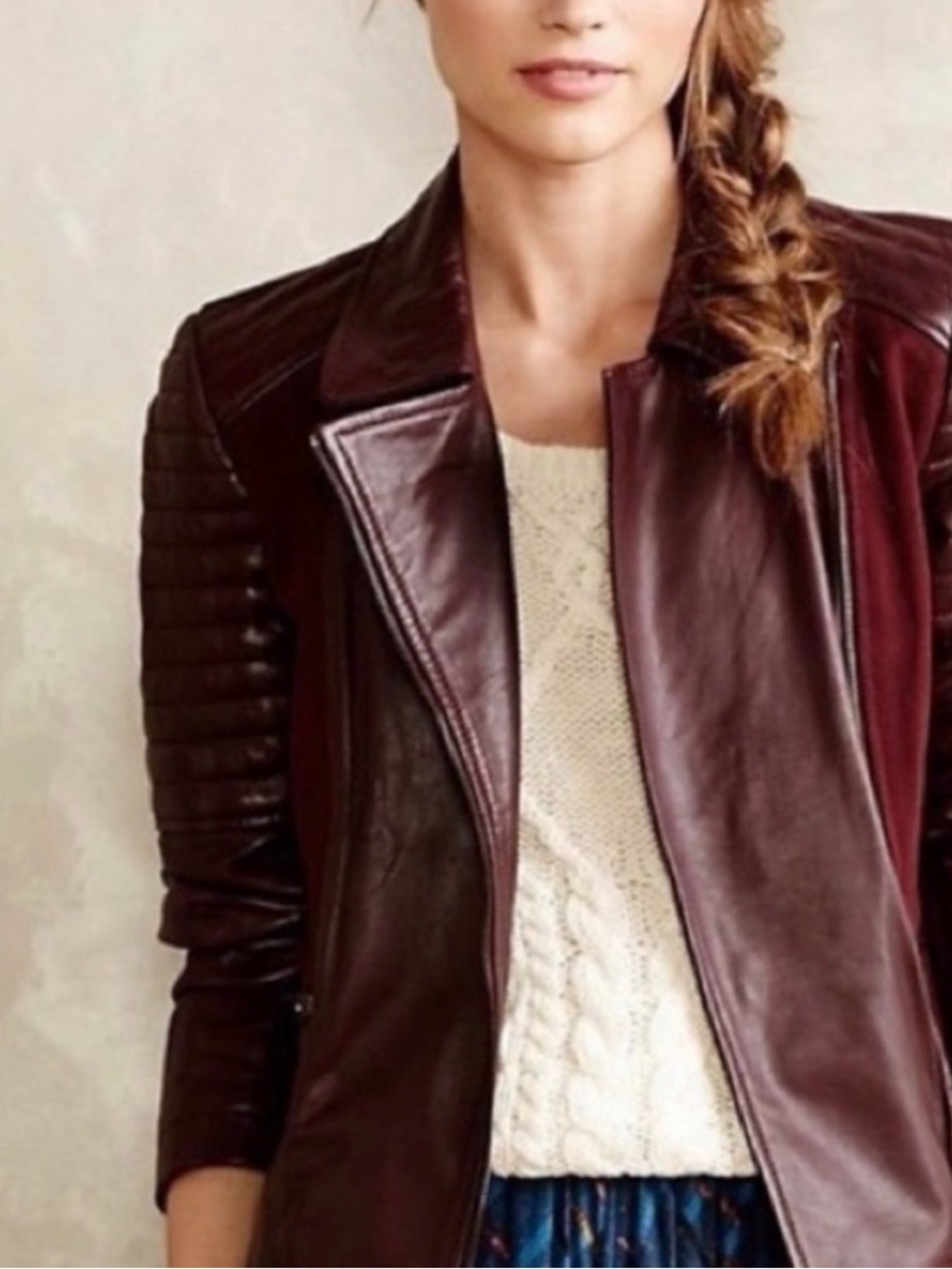 Anthropologie Elevenses Quilted Leather Bomber Jacket